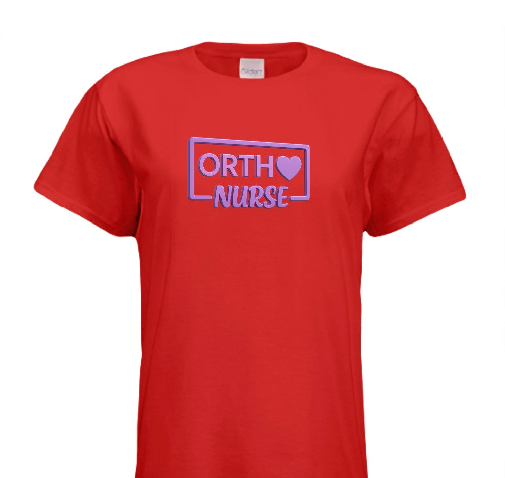 "ORTHO NURSE Tee – Bold, Heartfelt, and Built for Heroes!"- PURPLE WRITING