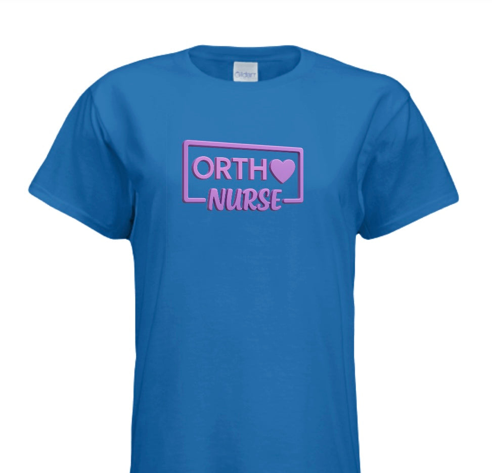 "ORTHO NURSE Tee – Bold, Heartfelt, and Built for Heroes!"- PURPLE WRITING