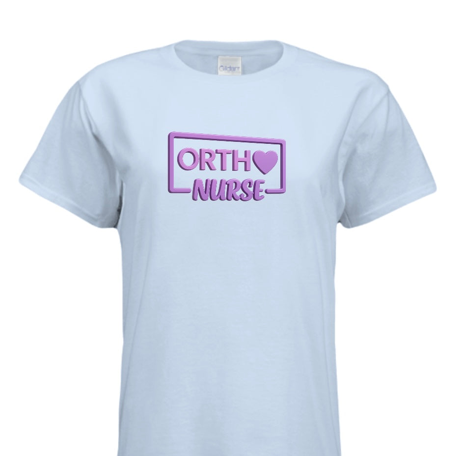 "ORTHO NURSE Tee – Bold, Heartfelt, and Built for Heroes!"- PURPLE WRITING