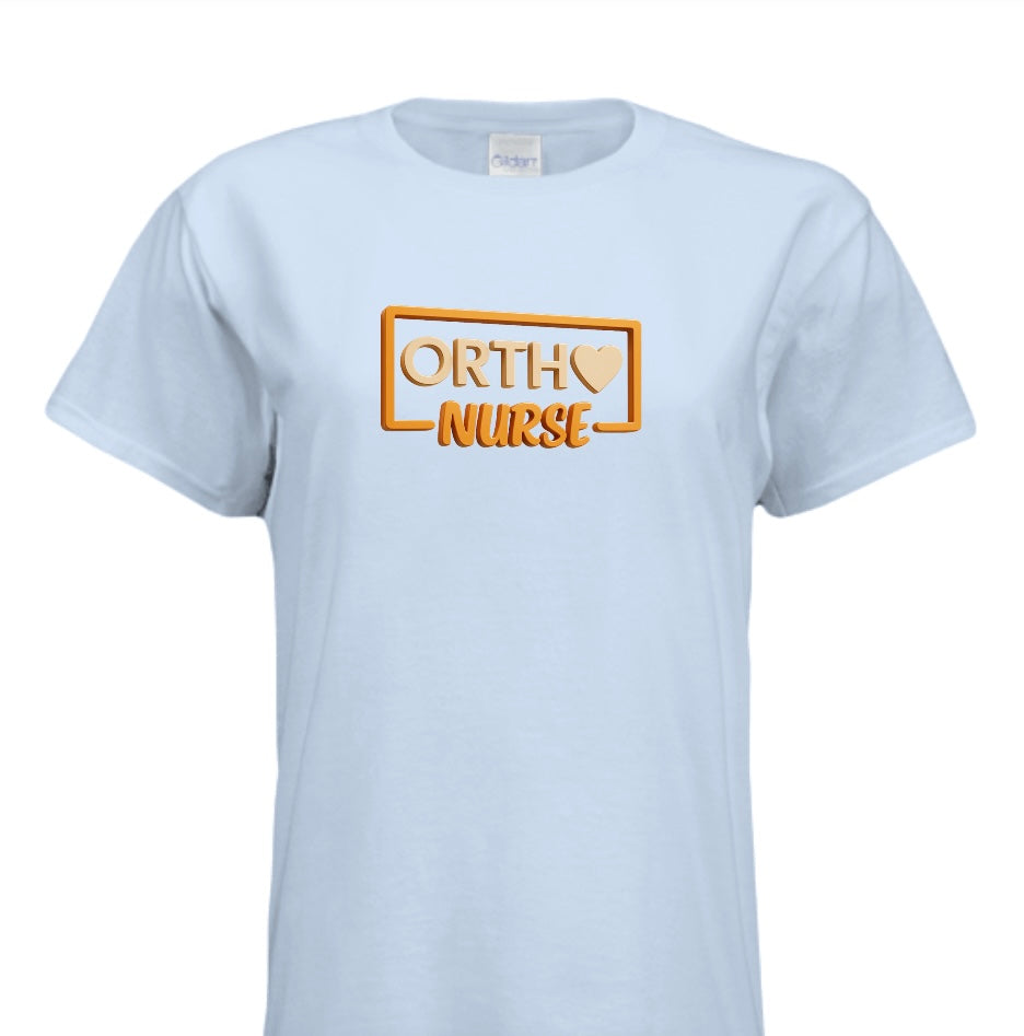 "ORTHO NURSE Tee – Bold, Heartfelt, and Built for Heroes!" ORANGE WRITING
