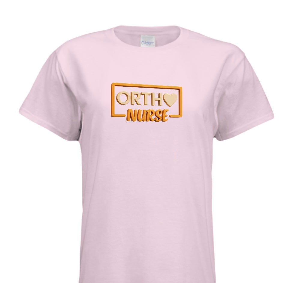"ORTHO NURSE Tee – Bold, Heartfelt, and Built for Heroes!" ORANGE WRITING