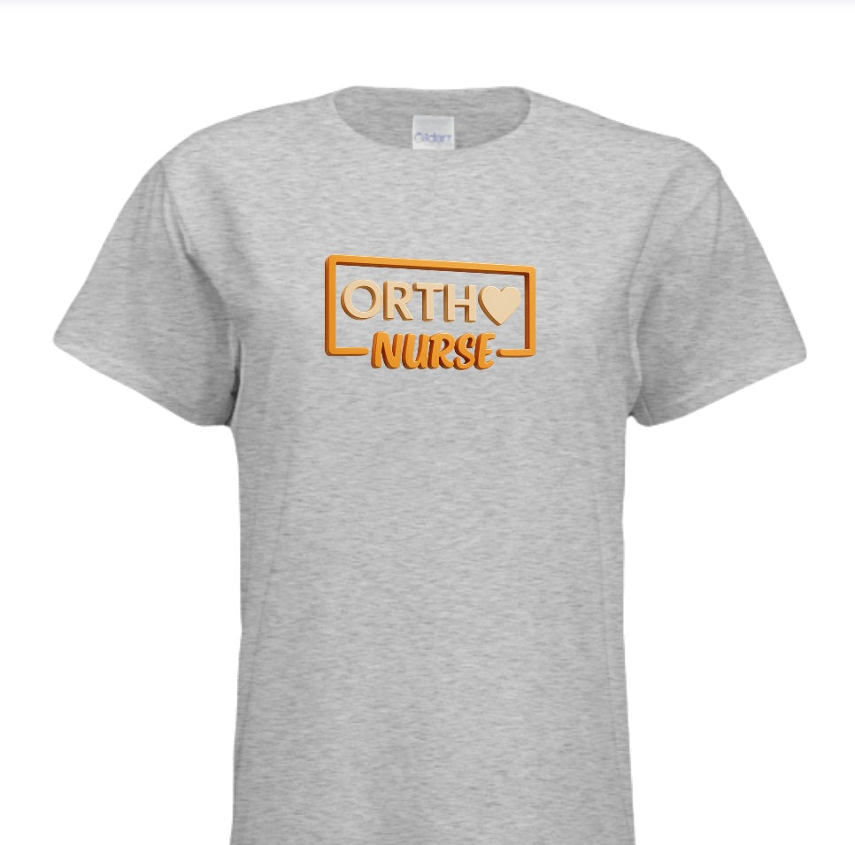 "ORTHO NURSE Tee – Bold, Heartfelt, and Built for Heroes!" ORANGE WRITING