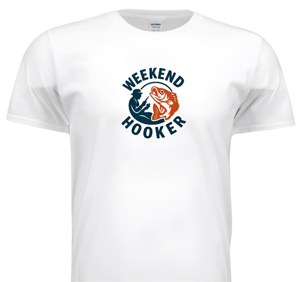 “Catch of the Day – Weekend Hooker Shirt”- Blue and Orange Logo
