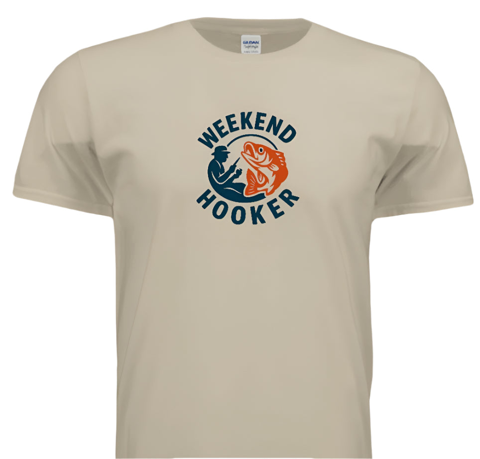 “Catch of the Day – Weekend Hooker Shirt”- Blue and Orange Logo