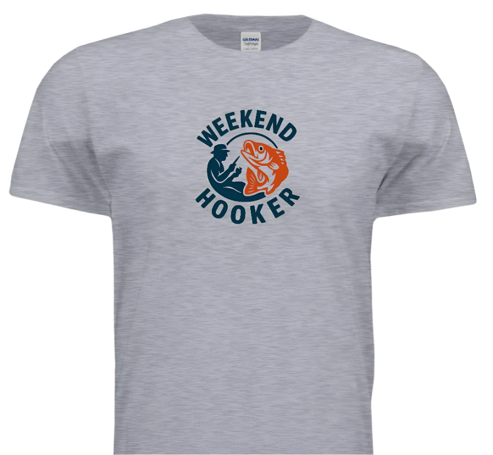 “Catch of the Day – Weekend Hooker Shirt”- Blue and Orange Logo
