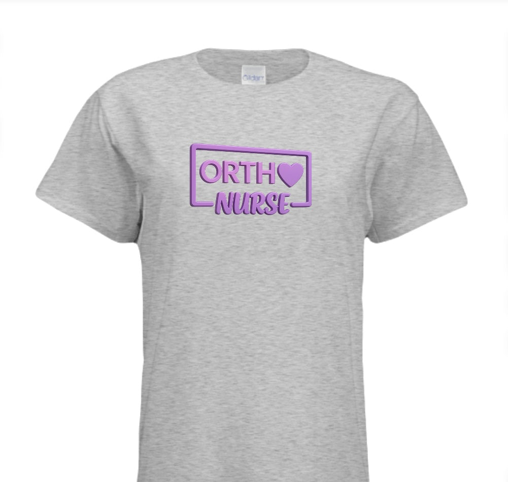 "ORTHO NURSE Tee – Bold, Heartfelt, and Built for Heroes!"- PURPLE WRITING