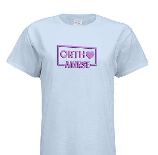 "ORTHO NURSE Tee – Bold, Heartfelt, and Built for Heroes!"- PURPLE WRITING