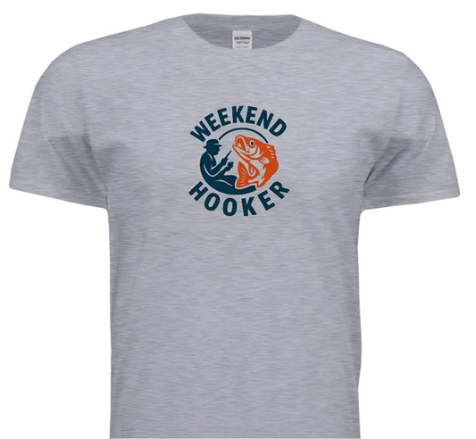 “Catch of the Day – Weekend Hooker Shirt”- Blue and Orange Logo